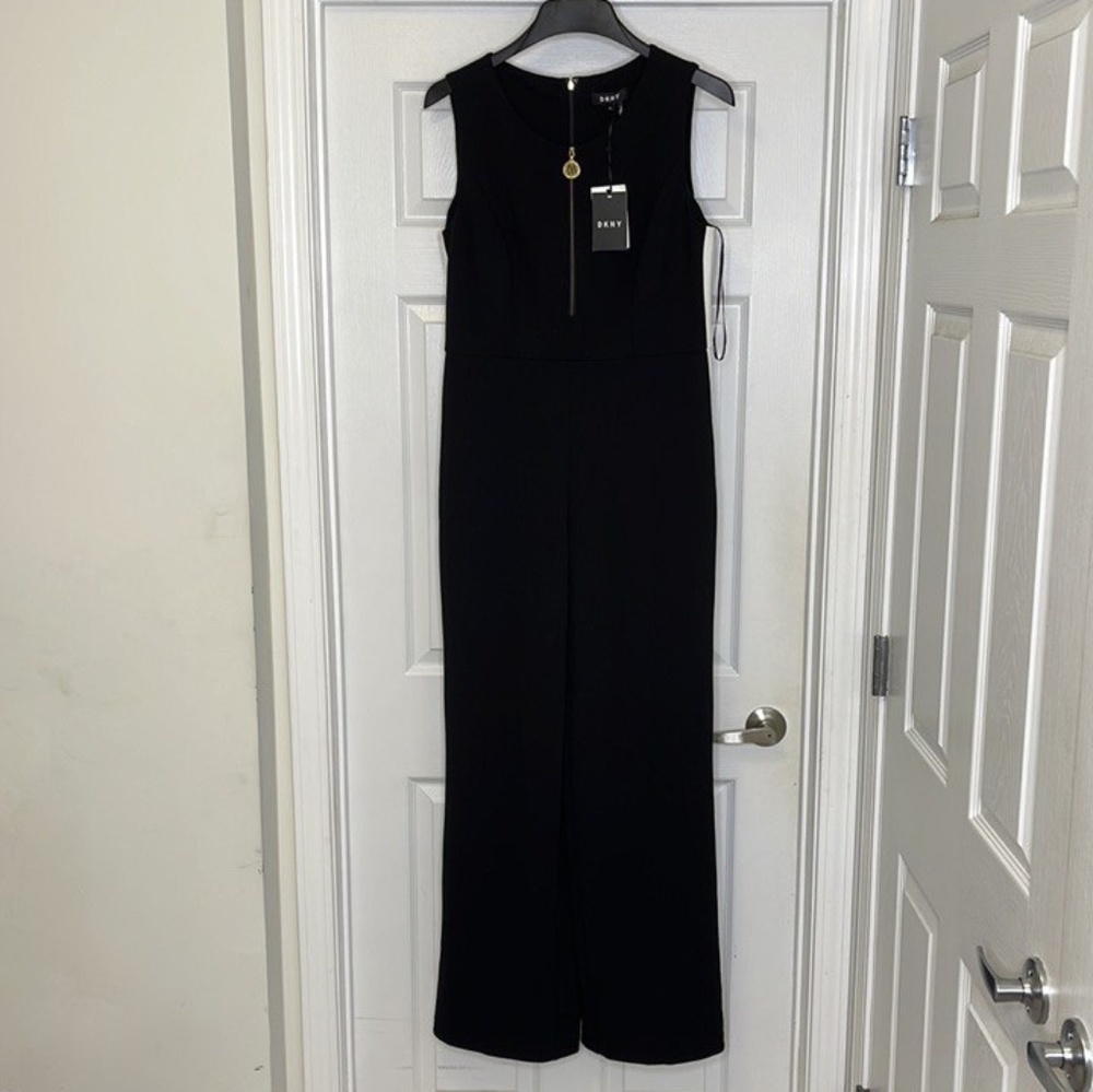 Women Black Wideleg Jumpsuit Size: 12